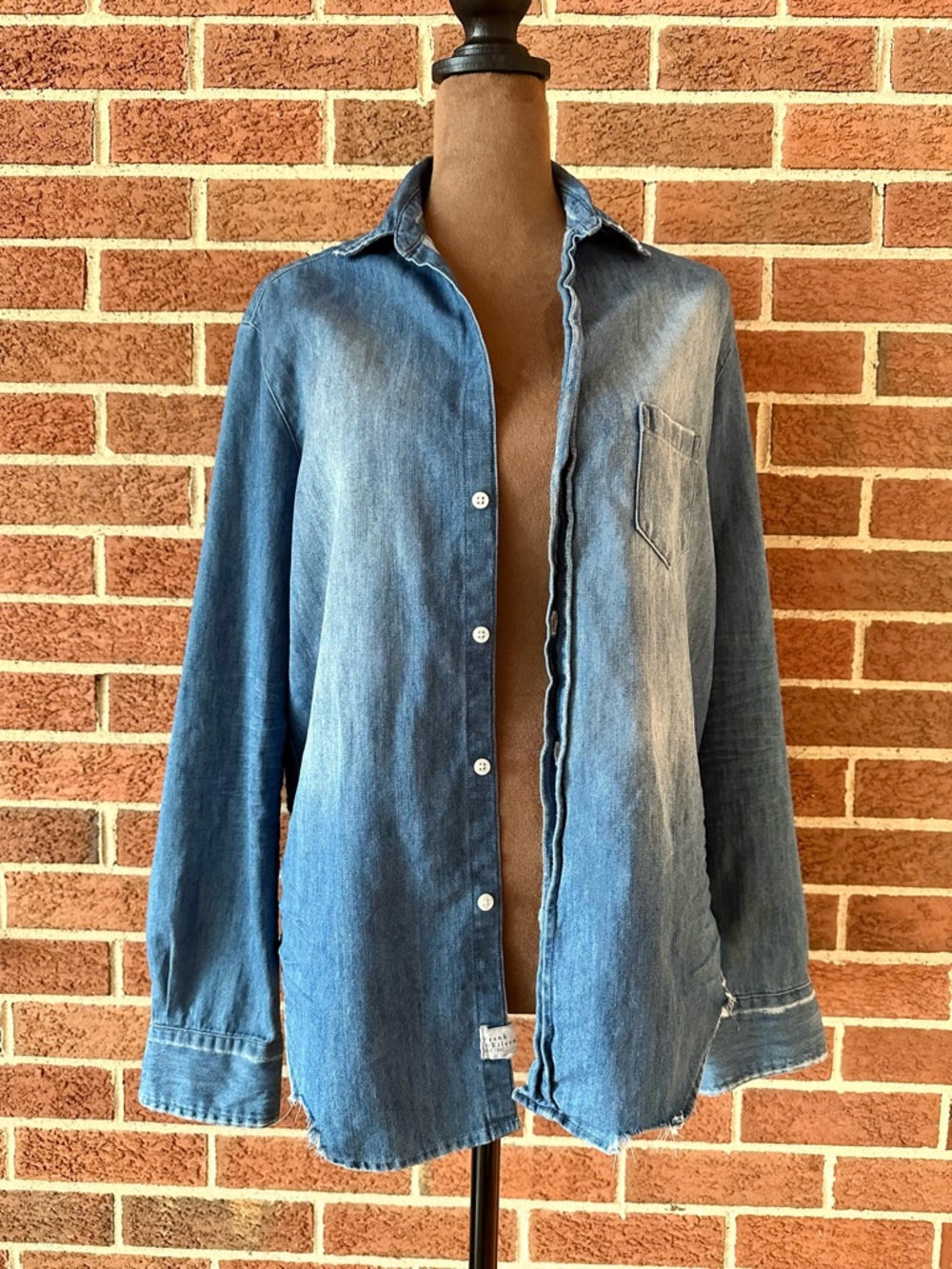 Frank & Eileen Denim Button-Up Collared Long Sleeve Blue Women's, Size XS - Picture 8 of 10